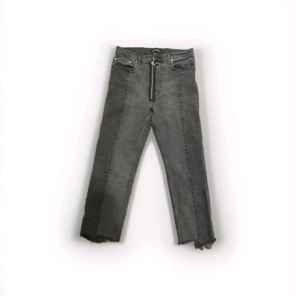 Zara Black Jeans Exposed Zip Patch Work Size USA 4,‎ EUR 36,  MEX 26